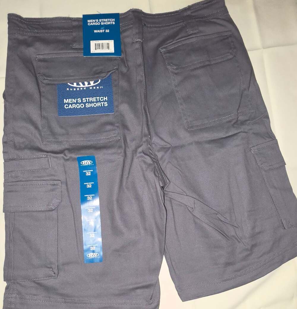 Rugged Wear Men's Stretch Cargo Shorts, Size 32